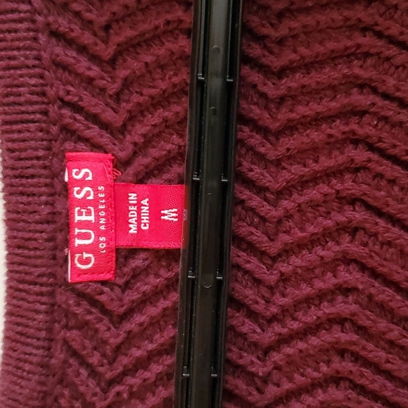 Guess women's knit sweater, size medium, scoop neck, burgundy/black stripes - Picture 3 of 4